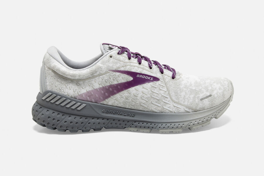 Brooks Adrenaline GTS 21 Road Running Shoes - Womens - White/Purple - DL1248690